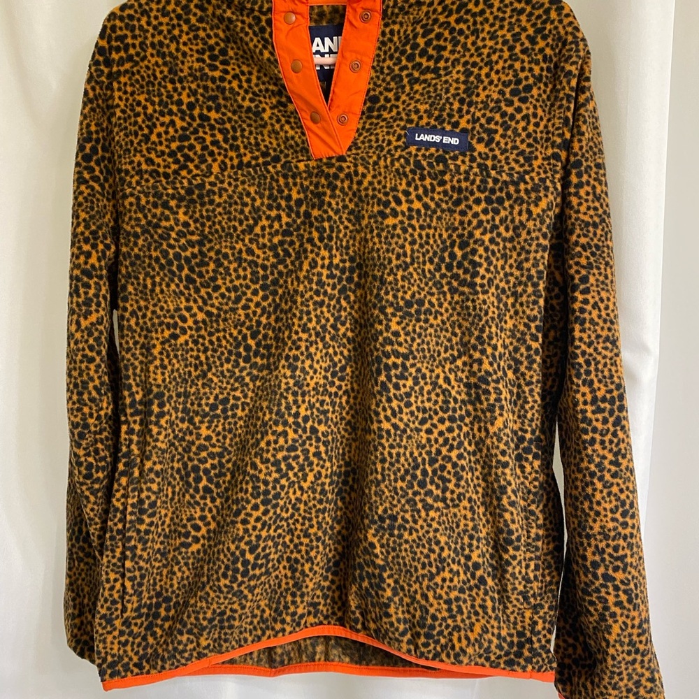 Lands' End Orange and Black Leopard Print Jacket